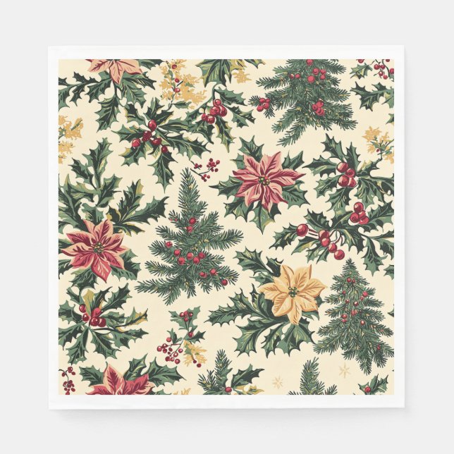 Poinsettia Blumenweihnachtsmuster (15) Serviette (Vorderseite)
