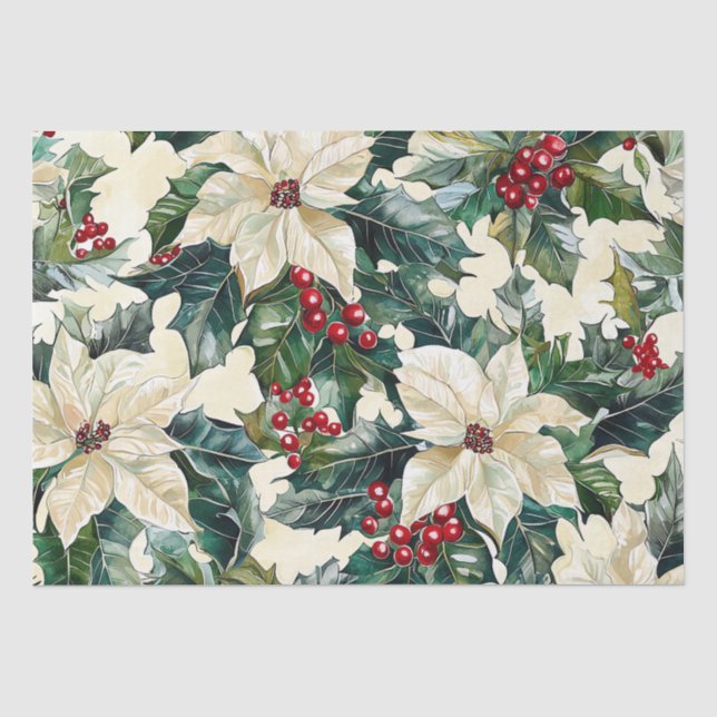 Poinsettia Blumenweihnachtsmuster (18) Seidenpapier (Vorderseite)