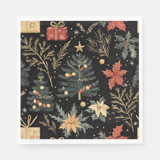 Poinsettia Blumenweihnachtsmuster (21) Serviette (Vorderseite)