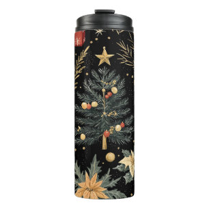 Poinsettia Blumenweihnachtsmuster (21) Thermosbecher