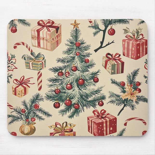 Poinsettia Blumenweihnachtsmuster (2) Mousepad (Vorne)