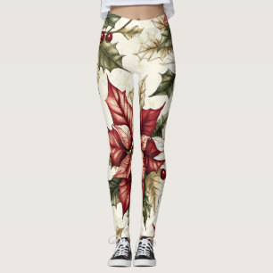 Poinsettia Blumenweihnachtsmuster (4) Leggings