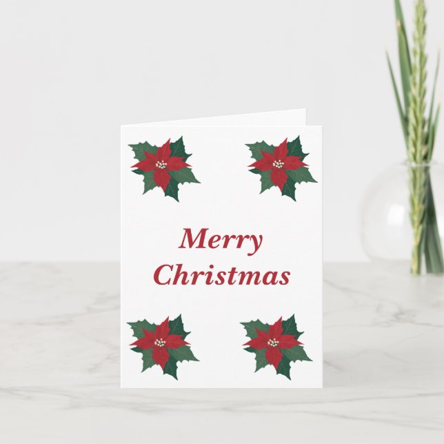 Poinsettia Border Blank Weihnachten Karte (Vorderseite)