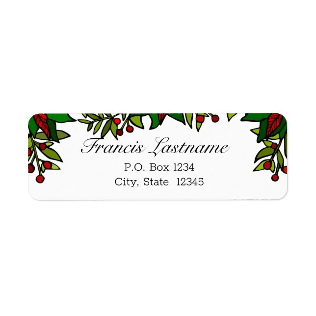 Poinsettia Border Christmas Return Address Label (Vorne)