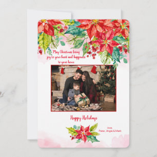 Poinsettia Border Foto Holiday Card Einladung
