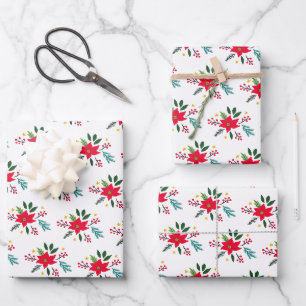 Poinsettia Botanicals Folies Weihnachten Geschenkpapier Set
