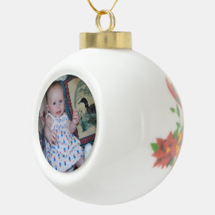 Poinsettia boule en céramique et cloches avec une