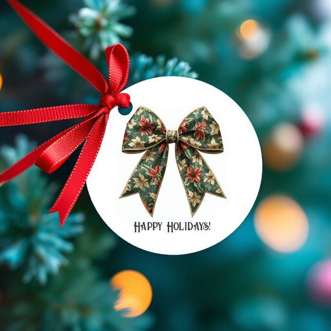 Poinsettia Bow Weihnachtsfeiertag Geschenkanhänger (Poinsettia Bow Christmas Holiday Favor Tags)