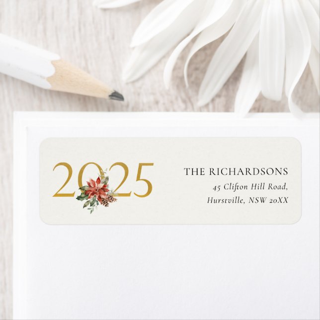 Poinsettia Bunch Foil Gold Year 2023 Adresse (Insitu)