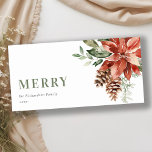 Poinsettia Bunch Wasserfarben Pine Frohe Weihnacht Feiertagskarte<br><div class="desc">Wenn Sie weitere Anpassungen benötigen,  schreiben Sie mir bitte an yellowfebstudio@gmail.com.</div>