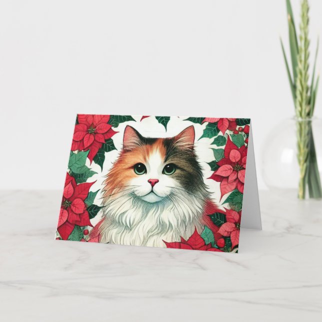 Poinsettia Calico Weihnachten Karte (Vorderseite)