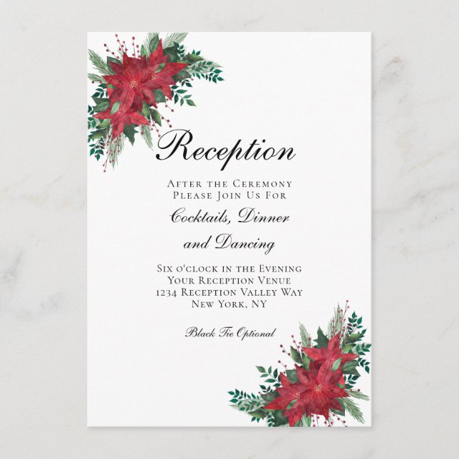 Poinsettia Carte Boîtier De Réception De Mariage R (Devant)
