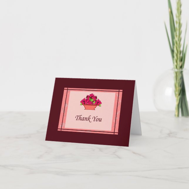 Poinsettia Carte de remerciements Avec Frontière R (Devant)