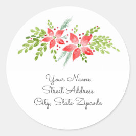 "Poinsettia Centerpiece"-Adressenmarken Runder Aufkleber