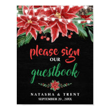 Poinsettia Chalkboard Noël Livre d'or Mariage
