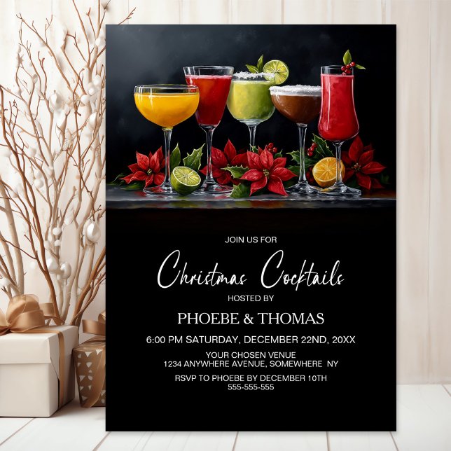 Poinsettia Christmas Cocktail Party Einladung (Von Creator hochgeladen)