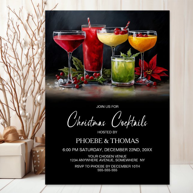 Poinsettia Christmas Cocktail Party Einladung (Von Creator hochgeladen)