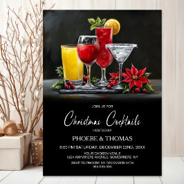 Poinsettia Christmas Cocktails Party Einladung