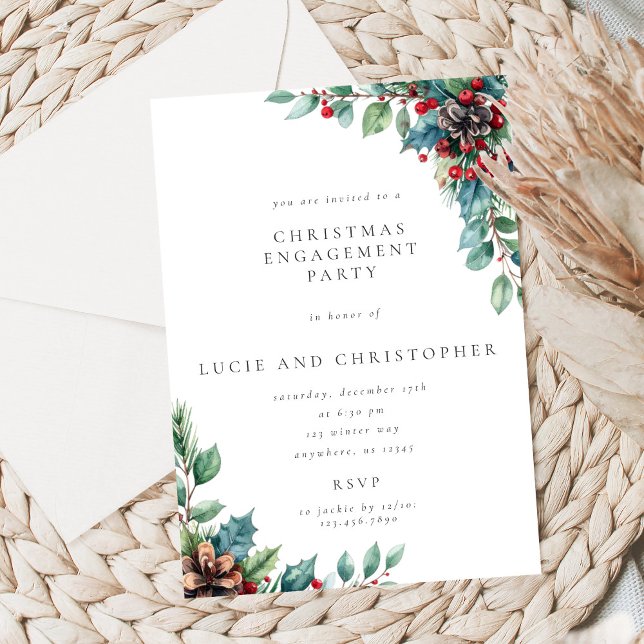 Poinsettia Christmas Engagement Party Invitation Einladung (Von Creator hochgeladen)