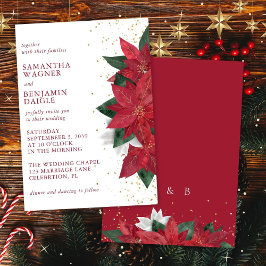 Poinsettia Christmas Floral Red Elegante Hochzeit Einladung