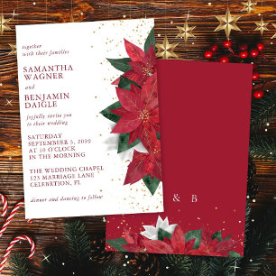 Poinsettia Christmas Floral Red Elegante Hochzeit Einladung