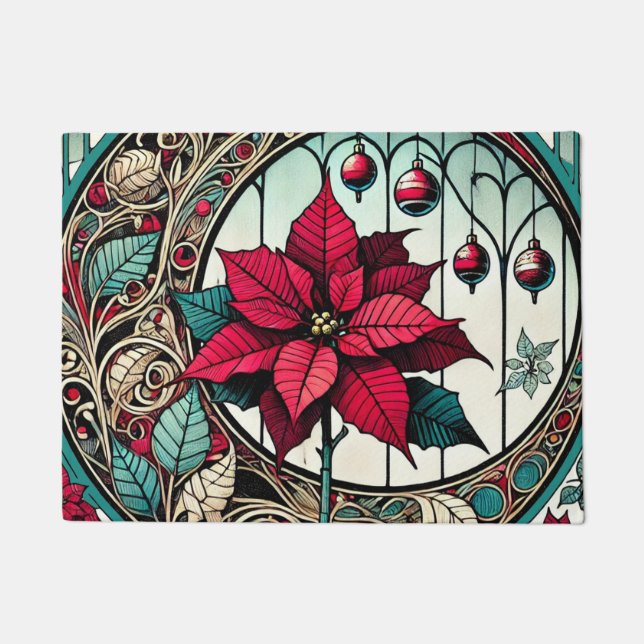 Poinsettia Christmas Flower Fußmatte (Vorderseite)