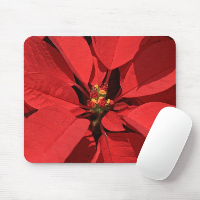 Poinsettia Christmas Flower Mousepad (Mit Mouse)