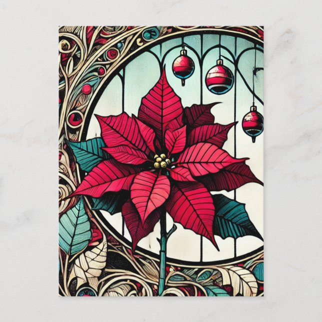 Poinsettia Christmas Flower Postkarte (Vorderseite)