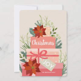 Poinsettia Christmas Joy Custom Familienname Karte