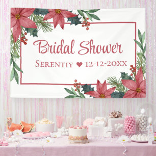 Poinsettia Christmas Red Floral Brautparty Banner