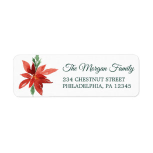 Poinsettia Christmas Retours Adresse Étiquettes
