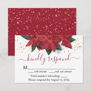 Poinsettia Christmas RSVP Card Dankeskarte