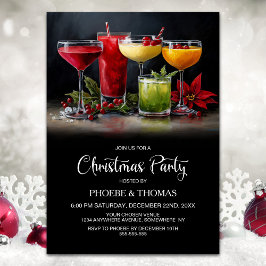 Poinsettia Cocktails Christmas Party Einladung