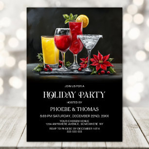 Poinsettia-Cocktails-Feier zur Weihnachtszeit Einladung