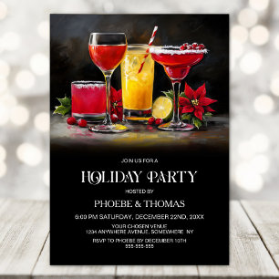 Poinsettia-Cocktails-Weihnachtsfeier Einladung