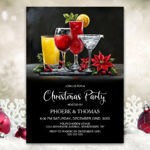 Poinsettia-Cocktails Weihnachtsfeier Einladung
