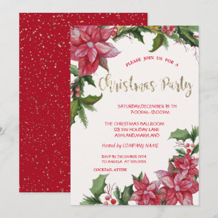 Poinsettia, Confetti, Weihnachts-Party der Roten G Einladung