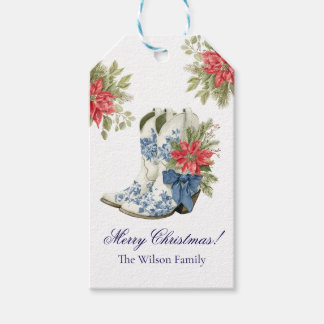 Poinsettia-Cowgirl-Stiefel-Weihnachtsgeschenkanhän Geschenkanhänger