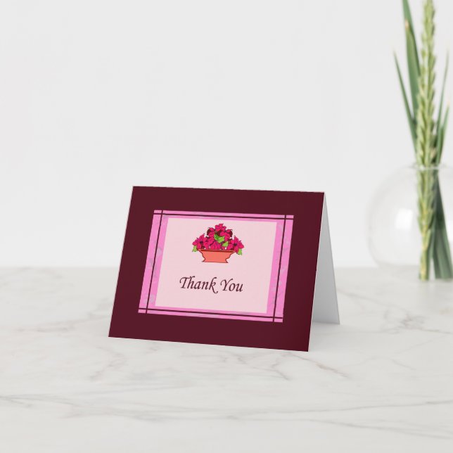 Poinsettia Danke Karte mit rosa Grenze (Vorderseite)