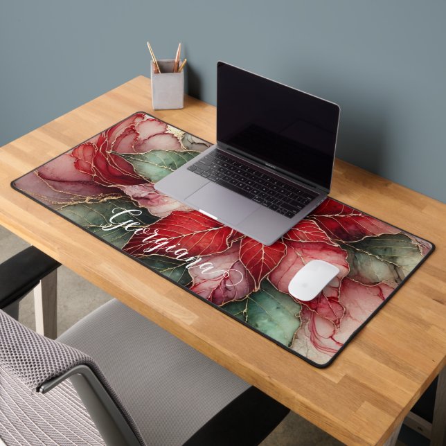 Poinsettia d'encre d'alcool floral festif personna (Bureau 2)