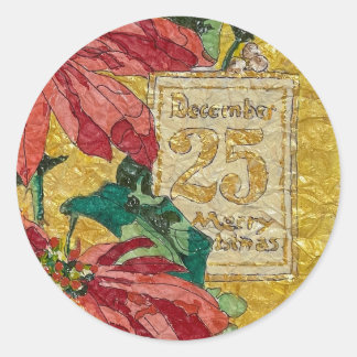 Poinsettia doré | Autocollant de Noël d'art fin