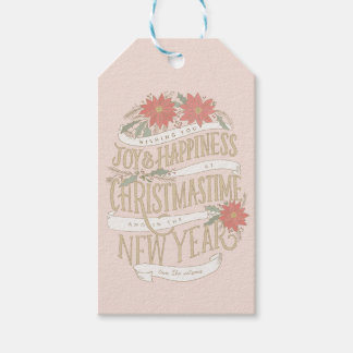 Poinsettia Einkäufe und Banner Geschenkanhänger