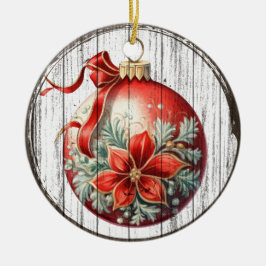 Poinsettia Elegance - Ornement de Noël rustique