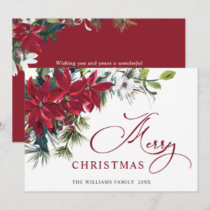 Poinsettia élégant Noël Gui carte de vœux