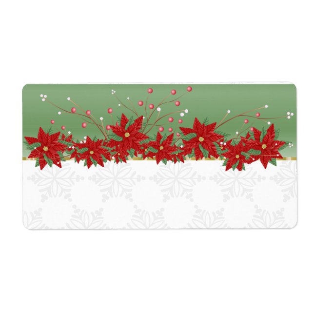 Poinsettia Étiquettes de cuisine de Noël (Devant)