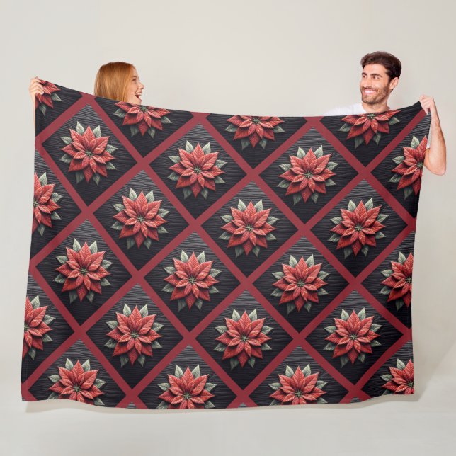 Poinsettia Fleece Blanket Black (Beispiel)