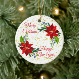 Poinsettia Floral Bouquet, frohe Weihnachten Keramik Ornament