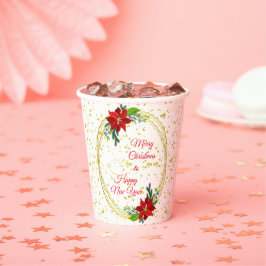 Poinsettia Floral Bouquet, frohe Weihnachten Pappbecher