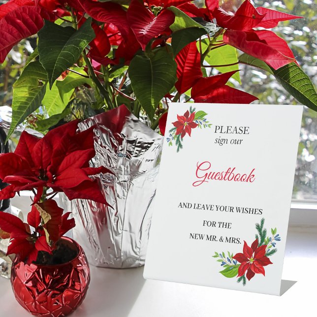 Poinsettia Floral Bouquet, Gästebuch Sockelschild (Von Creator hochgeladen)