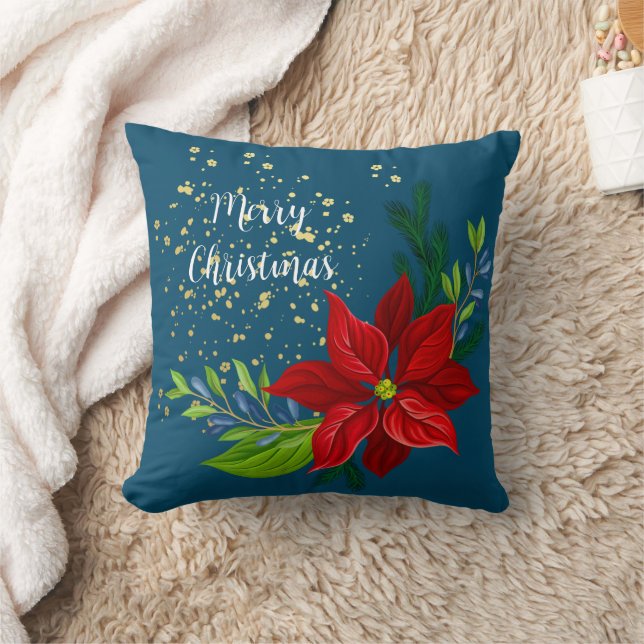 Poinsettia Floral Bouquet Kissen (Decke)